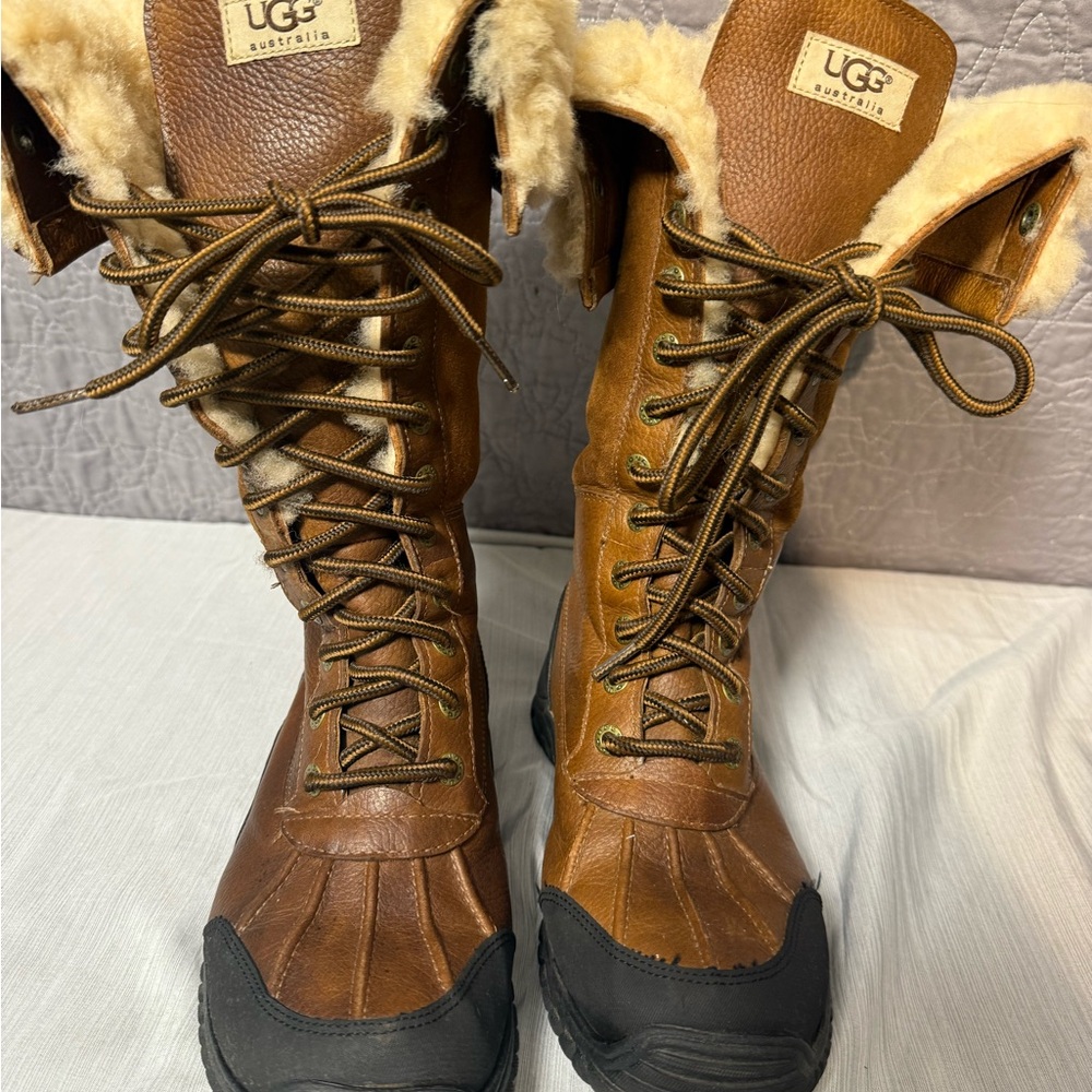 UGG Tan and Black Fur-Lined Boots